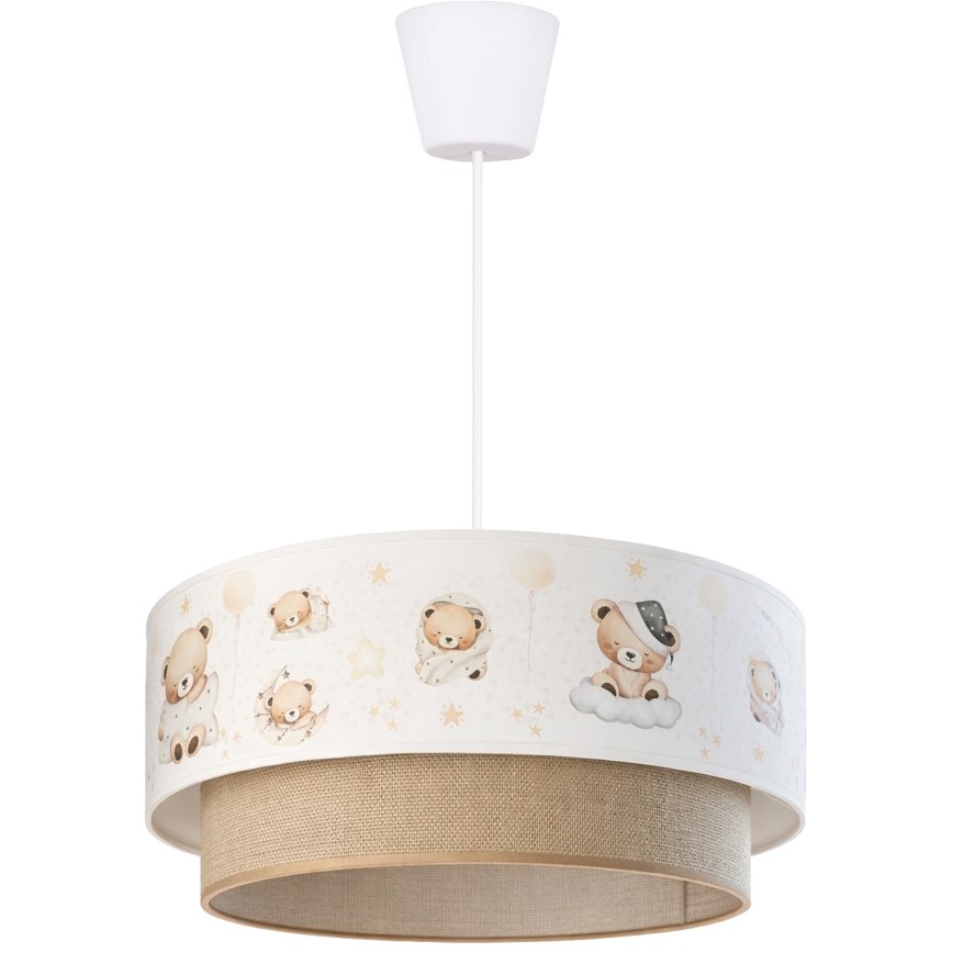 Brilagi - LED Kinder-Pendelleuchte an Kabel BOBO 1xE27/60W/230V Ø 40 cm weiß/beige mit Bärenmotiv