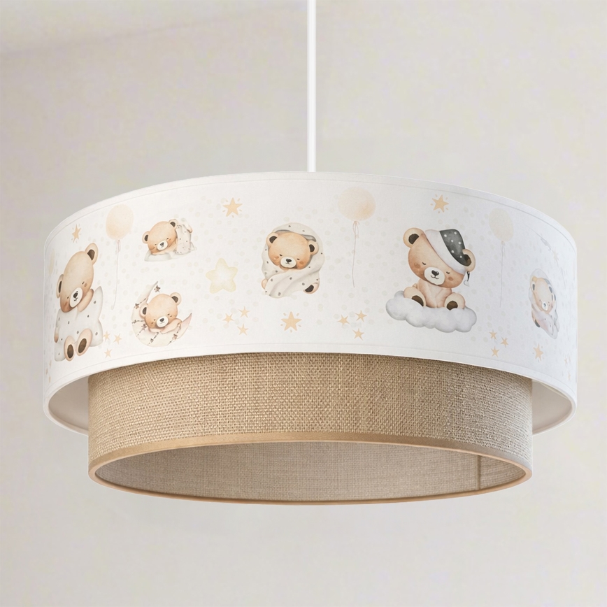 Brilagi - LED Kinder-Pendelleuchte an Kabel BOBO 1xE27/60W/230V Ø 40 cm weiß/beige mit Bärenmotiv