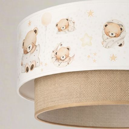 Brilagi - LED Kinder-Pendelleuchte an Kabel BOBO 1xE27/60W/230V Ø 40 cm weiß/beige mit Bärenmotiv