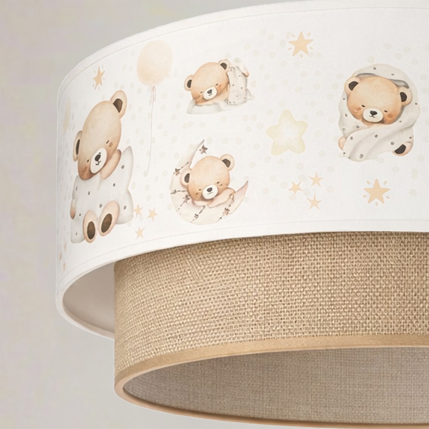 Brilagi - LED Kinder-Pendelleuchte an Kabel BOBO 1xE27/60W/230V Ø 40 cm weiß/beige mit Bärenmotiv