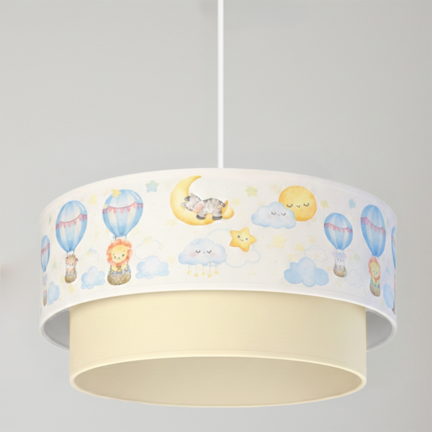 Brilagi - LED-Kinder-Hängeleuchte BOBO an Kabel 1xE27/60W/230V Ø 40 cm weiß/beige/mit Tiermotiven