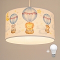 Brilagi - LED Kinder-Pendelleuchte an Schnur BOBO 1xE27/60W/230V Ø 35 cm weiß/Tiermotive