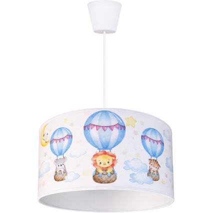Brilagi - LED Kinder-Pendelleuchte an Schnur BOBO 1xE27/60W/230V Ø 35 cm weiß/Tiermotive