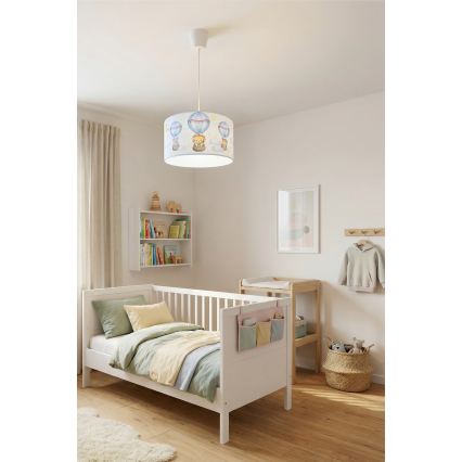 Brilagi - LED Kinder-Pendelleuchte an Schnur BOBO 1xE27/60W/230V Ø 35 cm weiß/Tiermotive