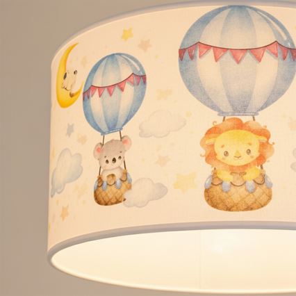 Brilagi - LED Kinder-Pendelleuchte an Schnur BOBO 1xE27/60W/230V Ø 35 cm weiß/Tiermotive