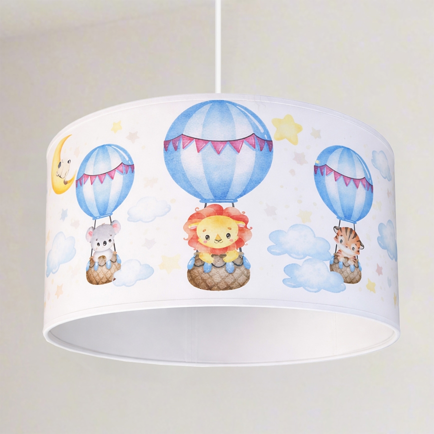 Brilagi - LED Kinder-Pendelleuchte an Schnur BOBO 1xE27/60W/230V Ø 35 cm weiß/Tiermotive