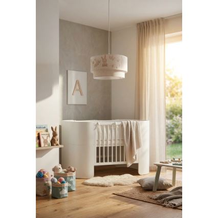 Brilagi - LED Kinder-Pendelleuchte an Seil BOBO 1xE27/10W/230V pr. 35 cm weiß/Häschen