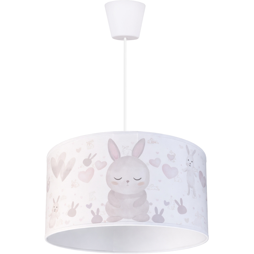 Brilagi - LED Kinder-Pendelleuchte an Seil BOBO 1xE27/60W/230V pr. 35 cm weiß/Häschen