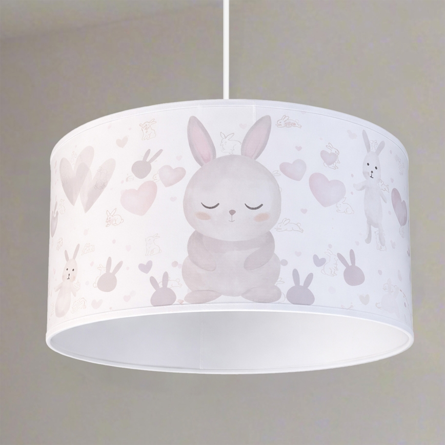Brilagi - LED Kinder-Pendelleuchte an Seil BOBO 1xE27/60W/230V pr. 35 cm weiß/Häschen