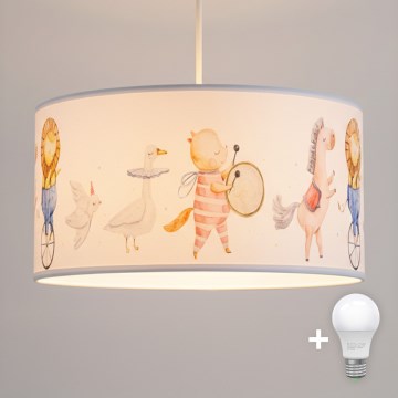 Brilagi - LED-Kinder-Pendelleuchte BOBO 1xE27/10W/230V Ø 35 cm weiß/Tiermotive