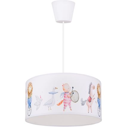 Brilagi - LED-Kinder-Pendelleuchte BOBO 1xE27/10W/230V Ø 35 cm weiß/Tiermotive