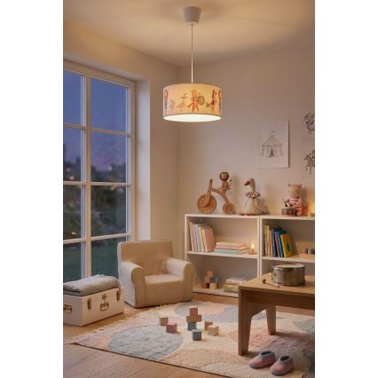 Brilagi - LED-Kinder-Pendelleuchte BOBO 1xE27/10W/230V Ø 35 cm weiß/Tiermotive