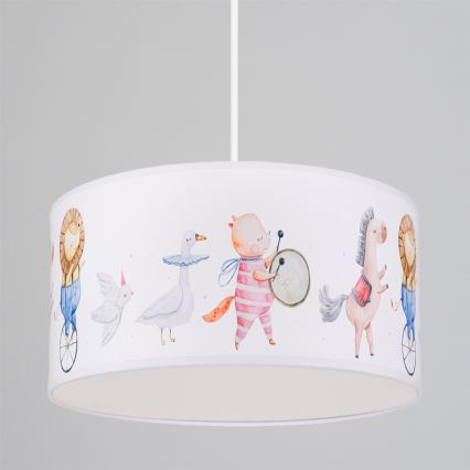 Brilagi - LED-Kinder-Pendelleuchte BOBO 1xE27/10W/230V Ø 35 cm weiß/Tiermotive