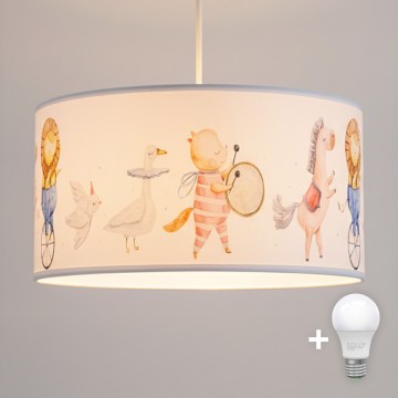 Brilagi - LED-Kinder-Pendelleuchte BOBO 1xE27/60W/230V Ø 35 cm weiß/Tiermotive