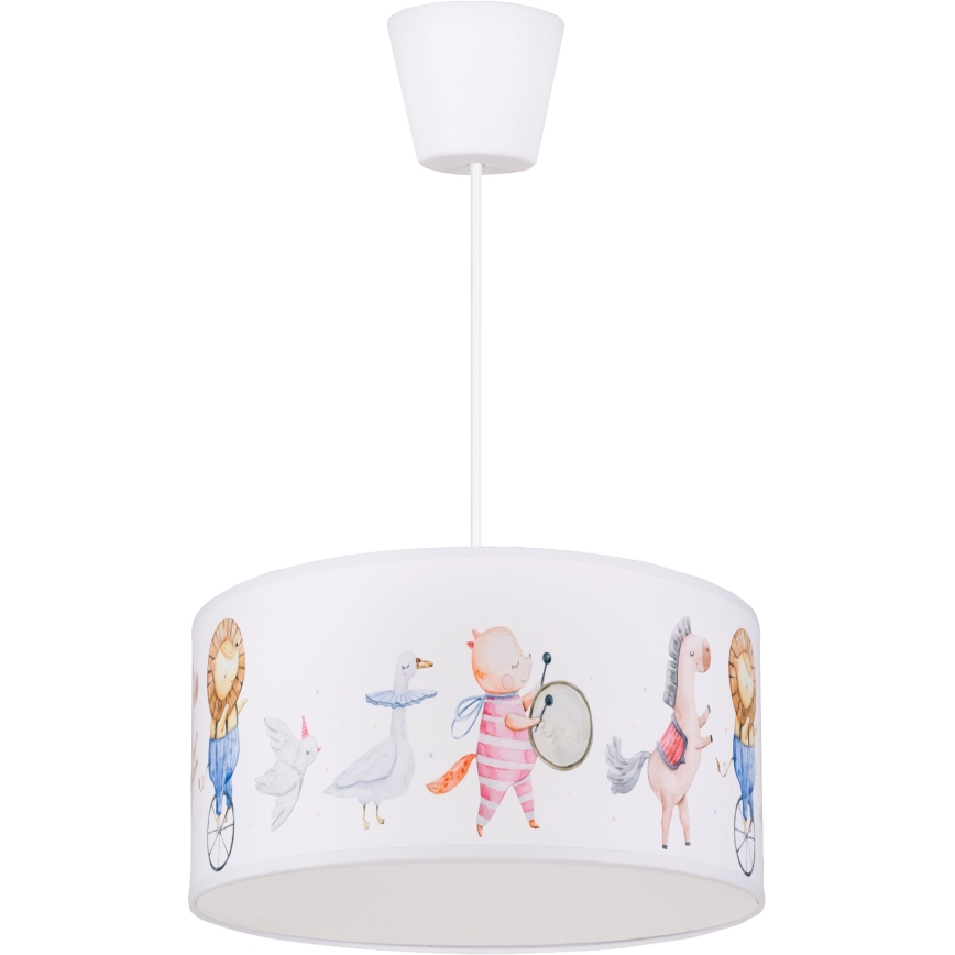 Brilagi - LED-Kinder-Pendelleuchte BOBO 1xE27/60W/230V Ø 35 cm weiß/Tiermotive