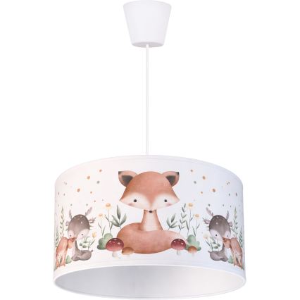 Brilagi - LED-Kinder-Pendelleuchte BOBO an Kabel 1xE27/60W/230V Ø 35 cm weiß/Tiermotive