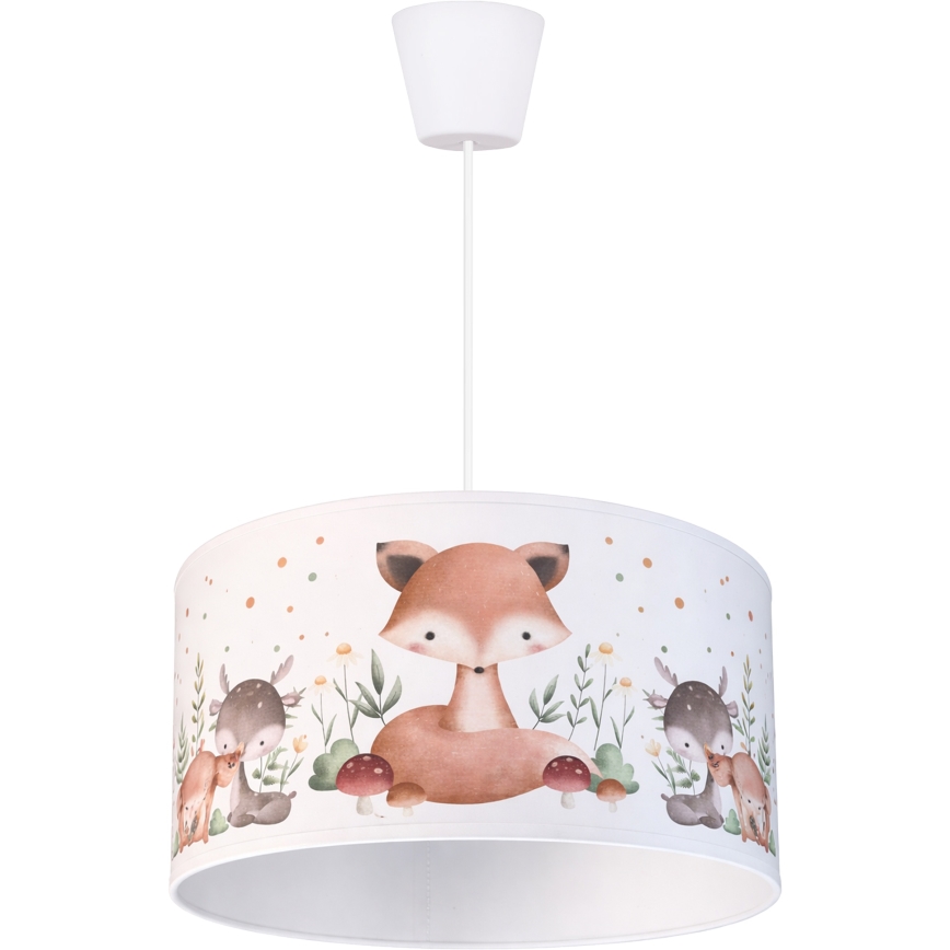 Brilagi - LED-Kinder-Pendelleuchte BOBO an Kabel 1xE27/60W/230V Ø 35 cm weiß/Tiermotive