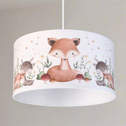 Brilagi - LED-Kinder-Pendelleuchte BOBO an Kabel 1xE27/60W/230V Ø 35 cm weiß/Tiermotive