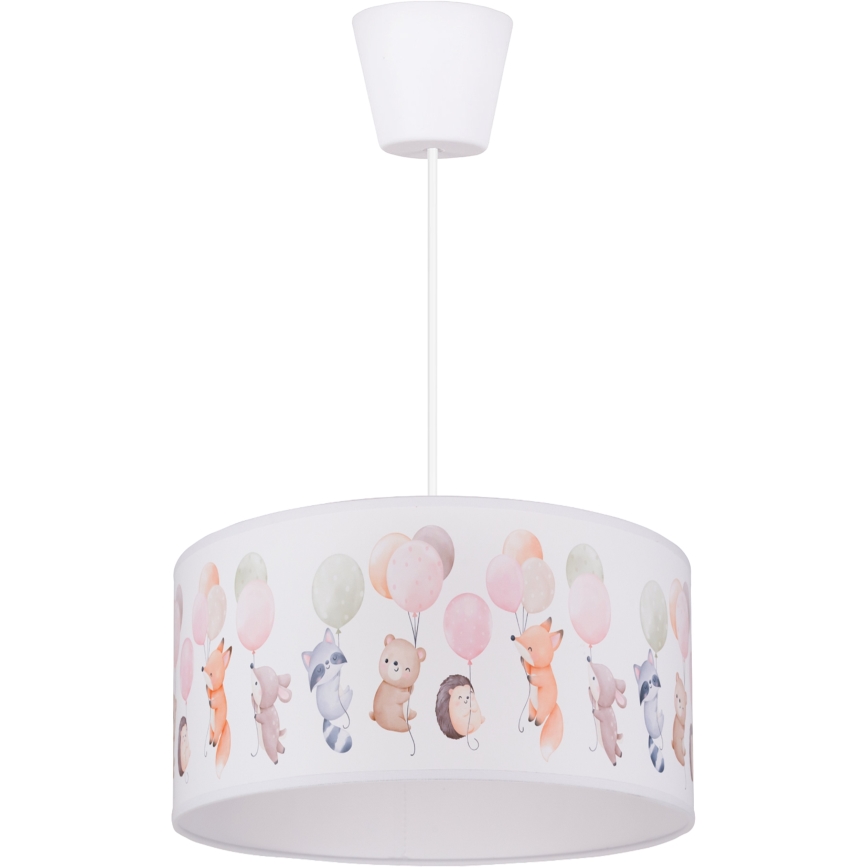 Brilagi - LED Kinder-Pendelleuchte BOBO mit Kabel 1xE27/60W/230V Ø 35 cm weiß/mit Tiermotiven