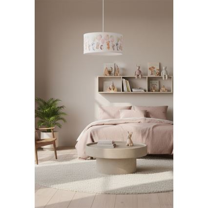 Brilagi - LED Kinder-Pendelleuchte BOBO mit Kabel 1xE27/60W/230V Ø 35 cm weiß/mit Tiermotiven
