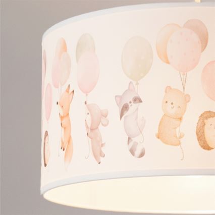 Brilagi - LED Kinder-Pendelleuchte BOBO mit Kabel 1xE27/60W/230V Ø 35 cm weiß/mit Tiermotiven