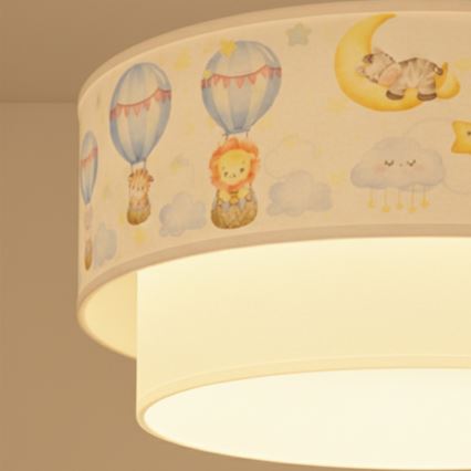 Brilagi - LED-Kinder-Pendelleuchte an Kabel BOBO 1xE27/10W/230V Ø 40 cm weiß/beige/Tiermotive