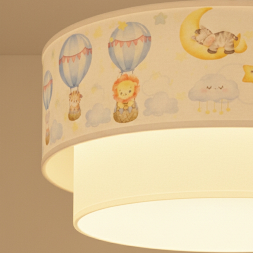 Brilagi - LED-Kinder-Pendelleuchte an Kabel BOBO 1xE27/10W/230V Ø 40 cm weiß/beige/Tiermotive