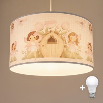 Brilagi - LED-Kinder-Pendelleuchte mit Kabelaufhängung BOBO 1xE27/10W/230V Ø 35 cm rosa/Feenmotiv