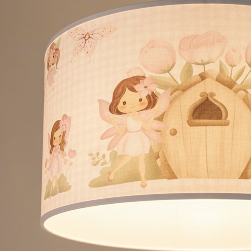 Brilagi - LED-Kinder-Pendelleuchte mit Kabelaufhängung BOBO 1xE27/60W/230V Ø 35 cm rosa/Feenmotiv
