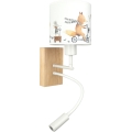 BRILAGI - LED-Kinder-Wandleuchte BOBO WOOD, flexibel, 1xE27/25W/230V + LED/3W, Eiche/Weiß/Tiermotive