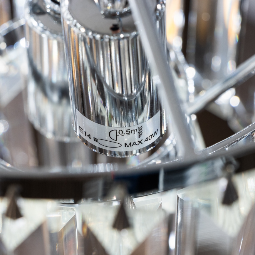 Brilagi - LED Kristall-Kronleuchter an Kette MOZART 4xE14/40W/230V glänzendes Chrom