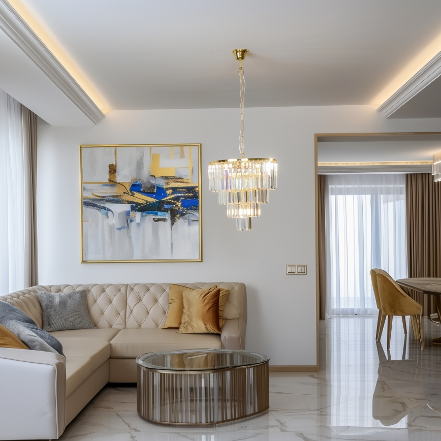 Brilagi - LED Kristall-Kronleuchter an Kette MOZART 5xE14/40W/230V golden