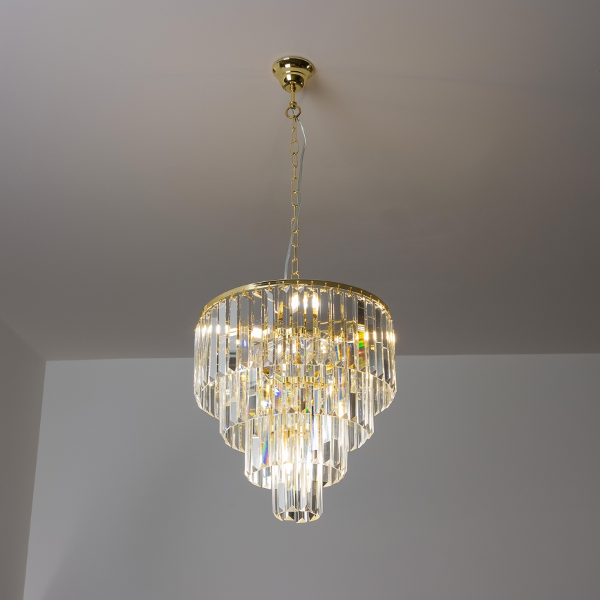 Brilagi - LED Kristall-Kronleuchter an Kette MOZART 5xE14/40W/230V golden