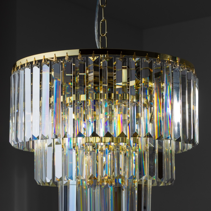 Brilagi - LED Kristall-Kronleuchter an Kette MOZART 5xE14/40W/230V golden