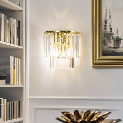 Brilagi - LED Kristall-Wandleuchte MOZART 2xE14/40W/230V golden