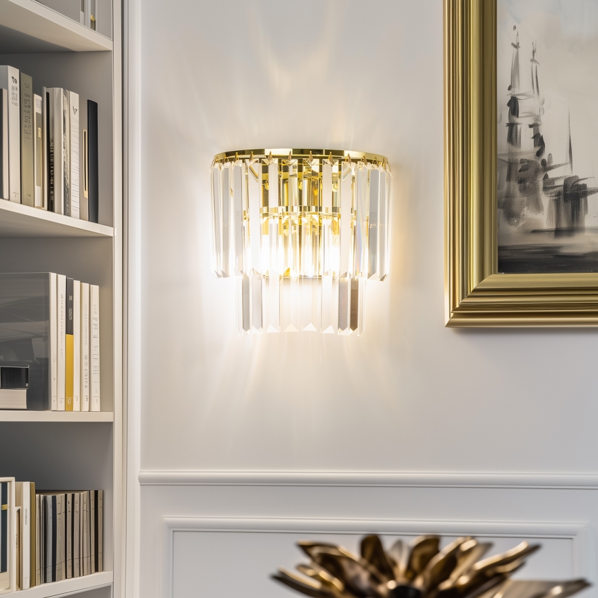 Brilagi - LED Kristall-Wandleuchte MOZART 2xE14/40W/230V golden