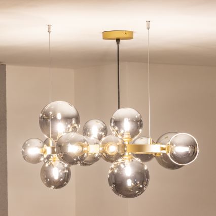 Brilagi - LED-Kronleuchter an Aufhängung MILLA 15xG9/3W/230V golden/rauchig