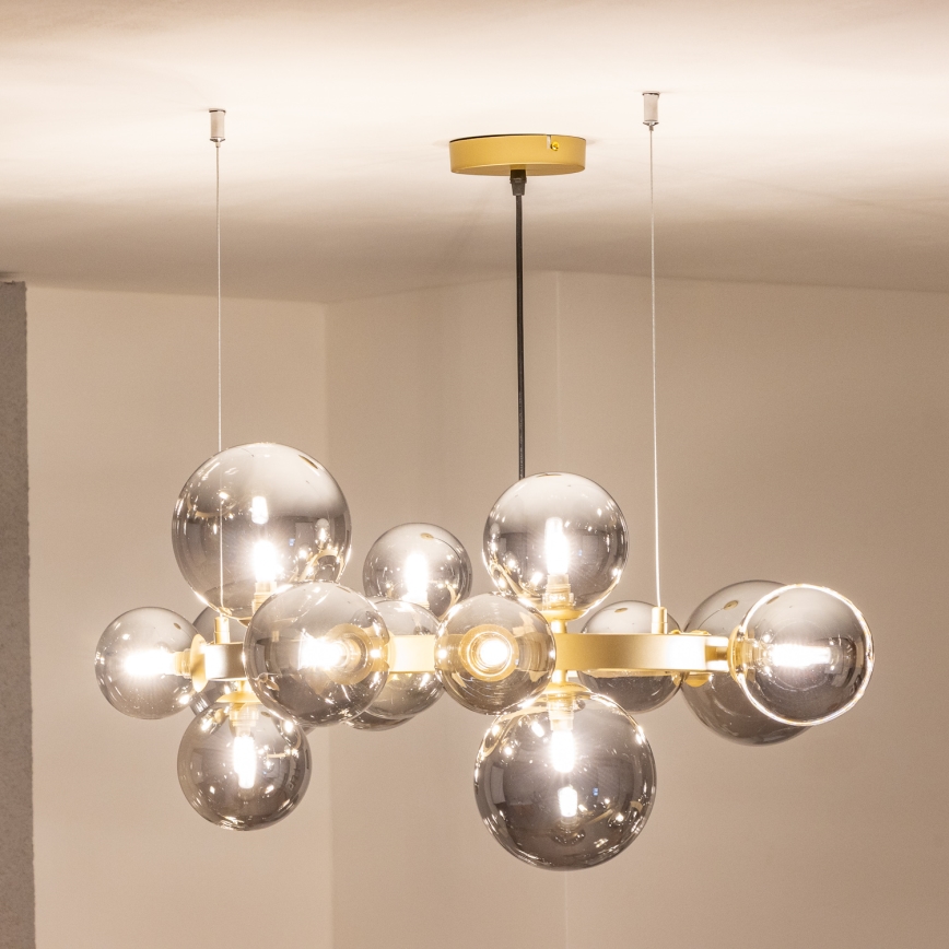 Brilagi - LED-Kronleuchter an Aufhängung MILLA 15xG9/3W/230V golden/rauchig