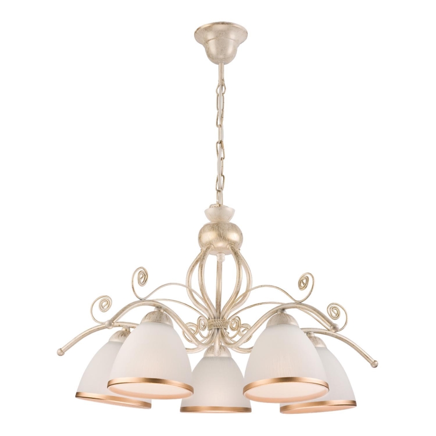 Brilagi - LED-Kronleuchter an Kette ANTICO 5xE27/60W/230V 3000K weiße Patina