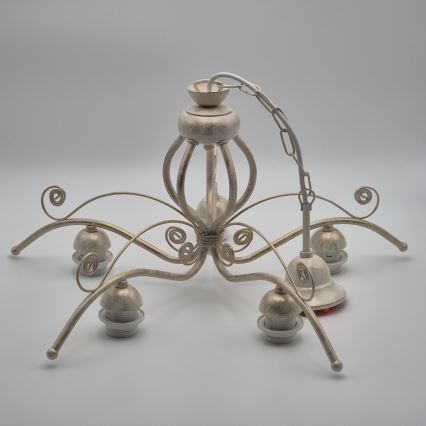 Brilagi - LED-Kronleuchter an Kette ANTICO 5xE27/60W/230V 3000K weiße Patina