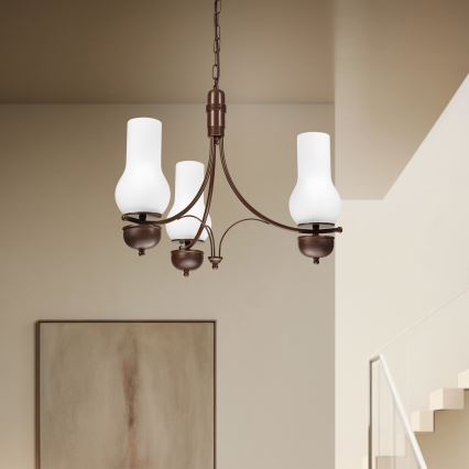 Brilagi - LED-Kronleuchter an Kette COTTAGE 3xE14/40W/230V Buche/braun/weiß