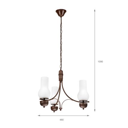 Brilagi - LED-Kronleuchter an Kette COTTAGE 3xE14/40W/230V Buche/braun/weiß