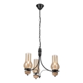 Brilagi - LED-Kronleuchter an Kette COTTAGE 3xE14/40W/230V Eiche/Schwarz/rauchiges Beige