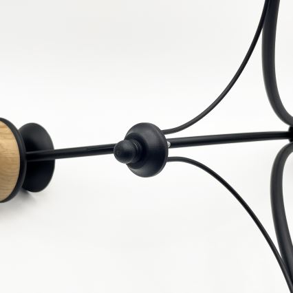 Brilagi - LED-Kronleuchter an Kette COTTAGE 3xE14/40W/230V Eiche/Schwarz/rauchiges Beige
