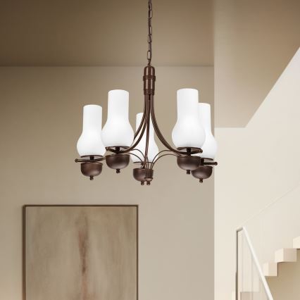 Brilagi - LED-Kronleuchter an Kette COTTAGE 5xE14/40W/230V Eiche/Weiß