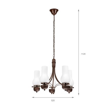 Brilagi - LED-Kronleuchter an Kette COTTAGE 5xE14/40W/230V Eiche/Weiß