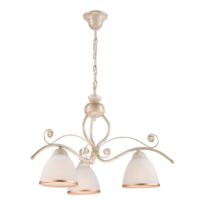 Brilagi - LED-Kronleuchter mit Kette ANTICO 3xE27/60W/230V 3000K weiße Patina