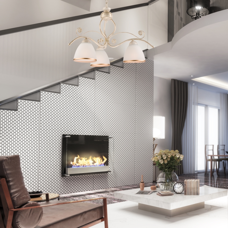 Brilagi - LED-Kronleuchter mit Kette ANTICO 3xE27/60W/230V 3000K weiße Patina