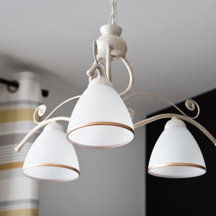 Brilagi - LED-Kronleuchter mit Kette ANTICO 3xE27/60W/230V 3000K weiße Patina