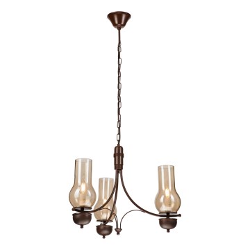 Brilagi - LED-Kronleuchter mit Kette COTTAGE 3xE14/40W/230V Buche/braun/rauchiges Beige